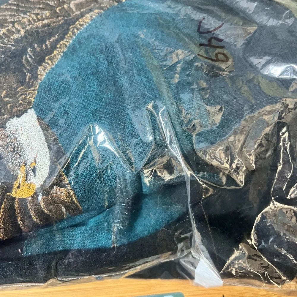 x Vtg Sweater Men XL Black Eagle fDouble
Sided Graphics Are Mint 3 Button Casual - Picture 12 of 12